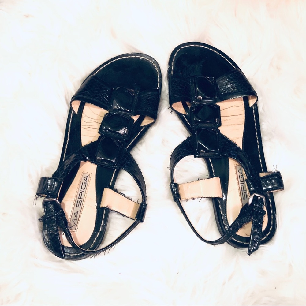 Via Spiga snakeskin sandals with gem stones